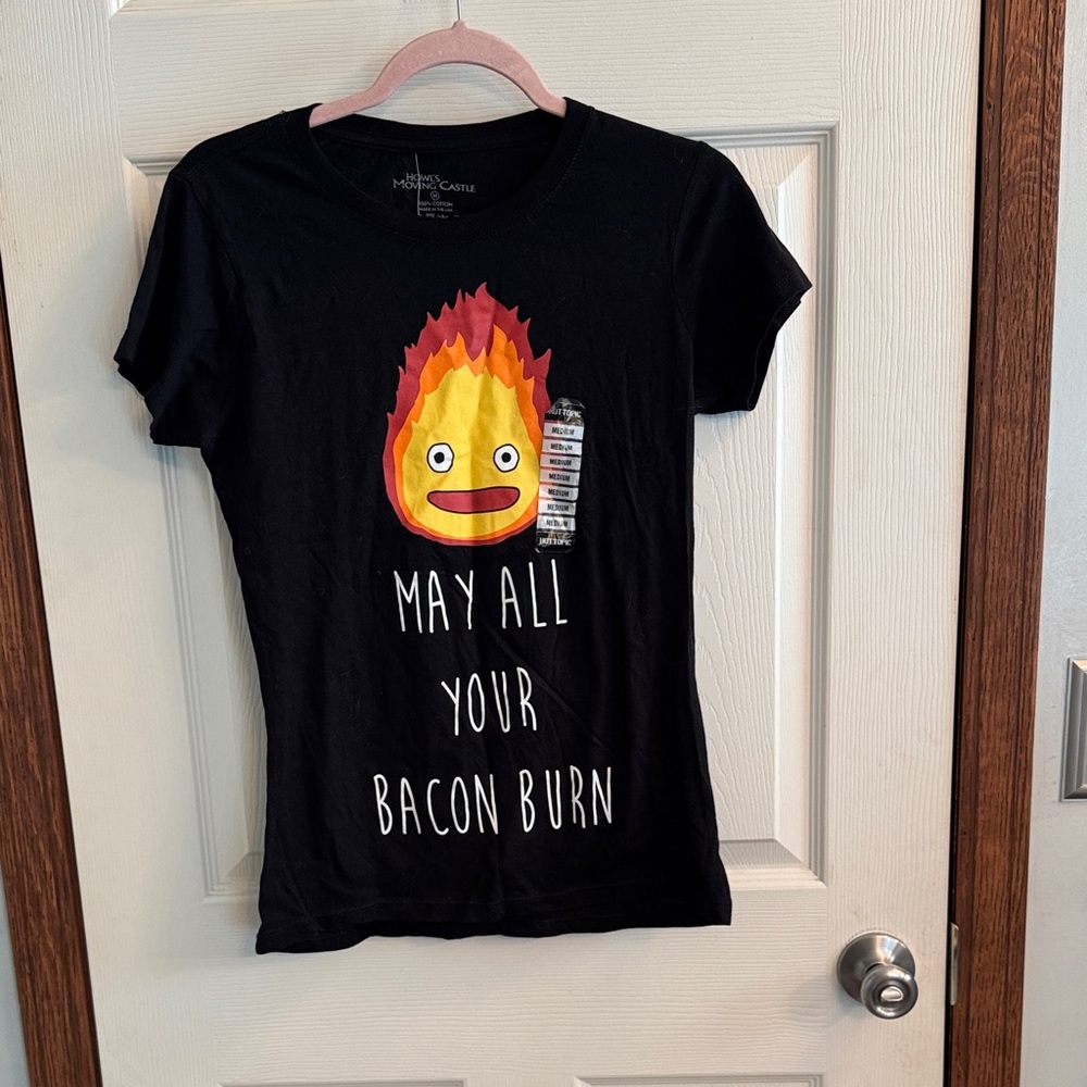 Black Graphic Tee - May All Your Bacon Burn NWT